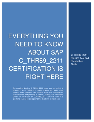 Everything you need to know about SAP C_THR89_2211 Certification is right here