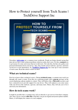 How to Protect yourself from Tech Scams - TechDrive Support Inc