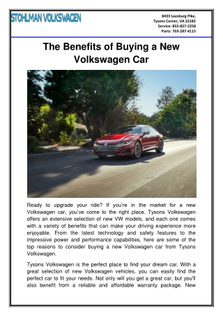 The Benefits of Buying a New Volkswagen Car