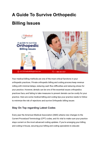 A Guide To Survive Orthopedic Billing Issues