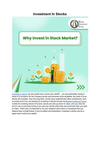 Investment In Stocks _ Bharath Investment Group