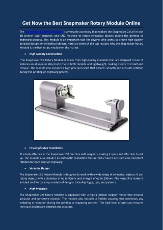 Get Now the Best Snapmaker Rotary Module Online