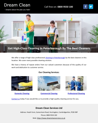 Get High-Class Cleaning In Peterborough By The Best Cleaners