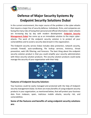 Defense of Major Security Systems By Endpoint Security Solutions Dubai