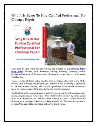 Why It Is Better To Hire Certified Professional For Chimney Repair