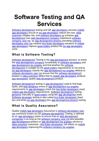 Software Testing and QA Services