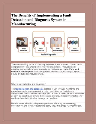 The Benefits of Implementing a Fault Detection and Diagnosis System in Manufactu