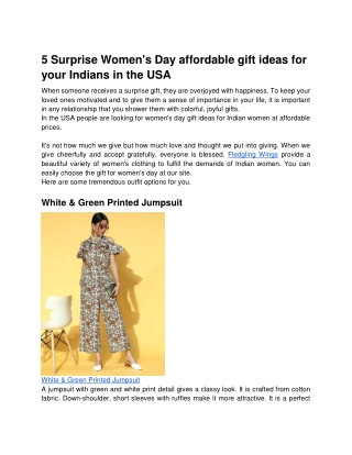 5 Surprise Women's Day affordable gift ideas for your Indians in the USA