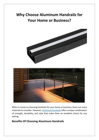 Why Choose Aluminum Handrails for Your Home or Business