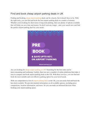Find and book cheap airport parking deals in UK