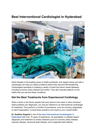 Trusted Cardiac Care in Hyderabad Your Guide to the Best Interventional Cardiologists