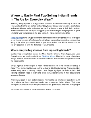 Where to Easily Find Top-Selling Indian Brands in The Us for Everyday Wear