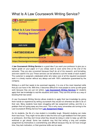 What Is A Law Coursework Writing Service