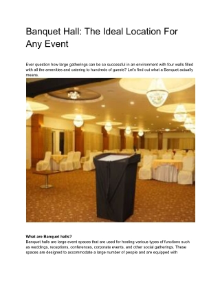 Banquet Hall_ The Ideal Location For Any Event