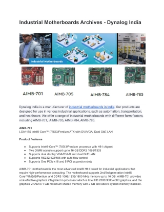 Industrial Motherboards Archives - Dynalog India