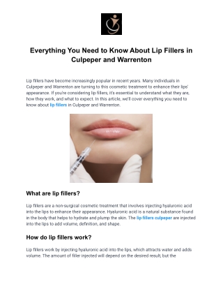 Everything You Need to Know About Lip Fillers in Culpeper and Warrenton