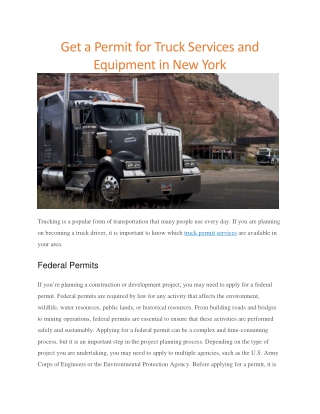Truck permit services