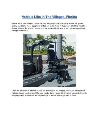 Vehicle Lifts in The Villages, Florida