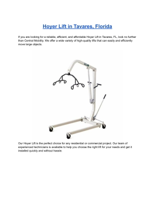 Hoyer Lift in Tavares, Florida