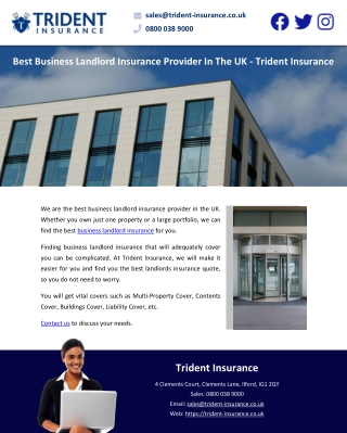 Best Business Landlord Insurance Provider In The UK - Trident Insurance
