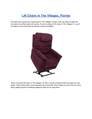 Lift Chairs in The Villages, Florida