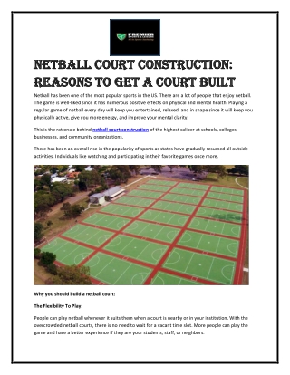 Netball Court Construction: Reasons To Get A Court Built