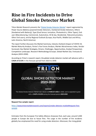 Rise in Fire Incidents to Drive Global Smoke Detector Market