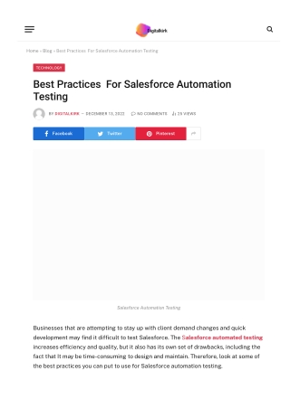 Best Practices  For Salesforce Automation Testing