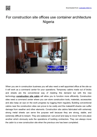 Utilize container architecture service for construction site offices in Nigeria