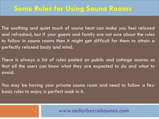 Some Rules for Using Sauna Rooms