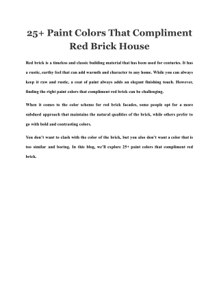25  Paint Colors That Compliment Red Brick House