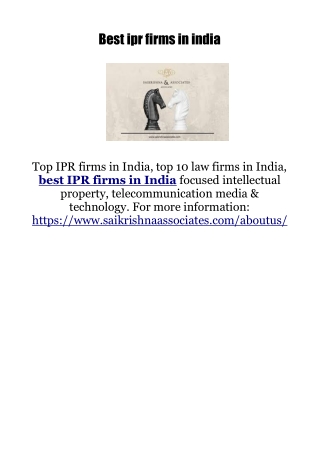 Best ipr firms in india