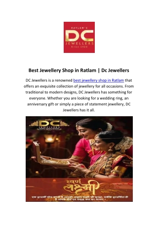 Best Jewellery Shop in Ratlam | Dc Jewellers