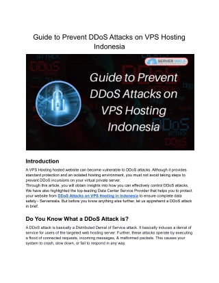 A Guide to Prevent DDoS Attacks on a VPS Server-Hosted Website