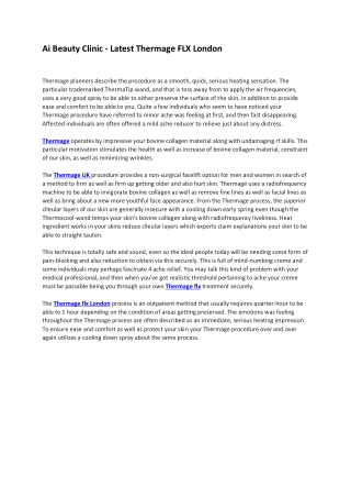 Ai Beauty Clinic - Latest Thermage FLX London