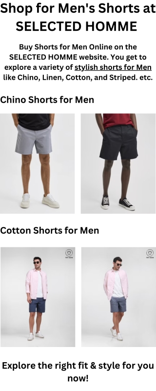 Shop for Men's Shorts at SELECTED HOMME