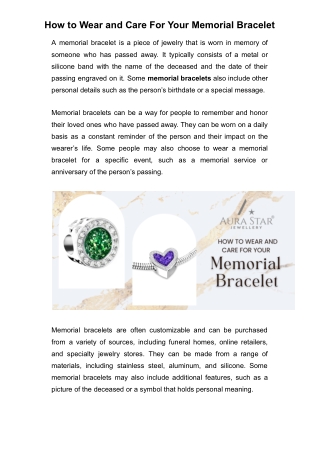 How to Wear and Care For Your Memorial Bracelet