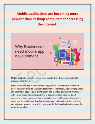 Mobile applications are becoming more popular than desktop computers for accessing the internet.