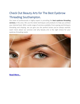 Check Out Beauty Arts for The Best Eyebrow Threading Southampton