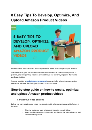 8 Easy Tips To Develop, Optimize, And Upload Amazon Product Videos