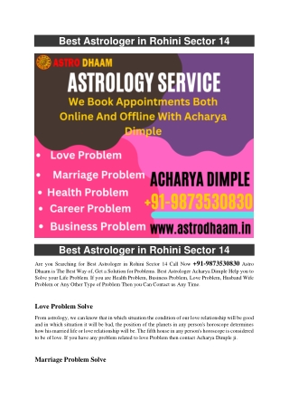 Best Astrologer in Rohini Sector 14  91-9873530830