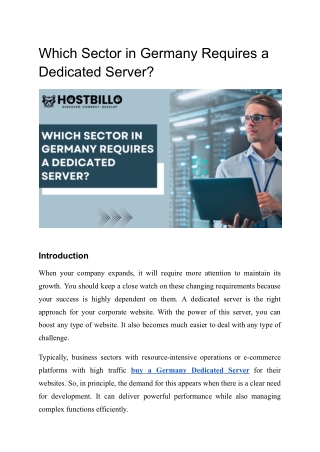 Which Sector in Germany Requires a Dedicated Server