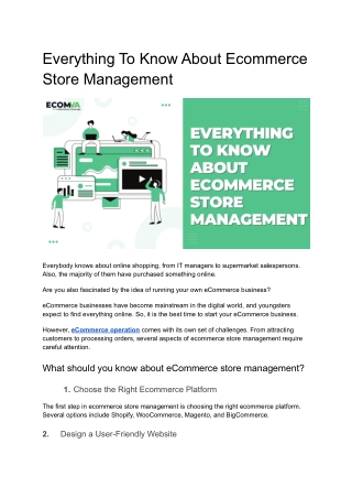 Everything To Know About Ecommerce Store Management