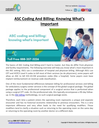 ASC Coding And Billing- Knowing What’s Important