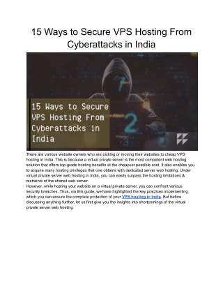 15 Ways to Secure VPS Hosting India From Cyberattacks