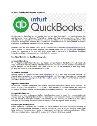 What is quickbooks quickbase integration?