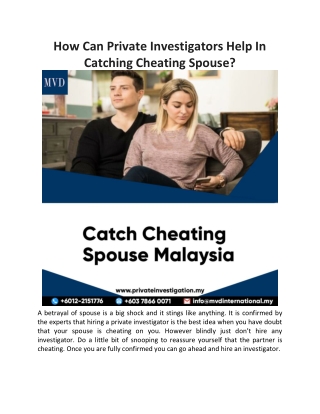 How Can Private Investigators Help In Catching Cheating Spouse?