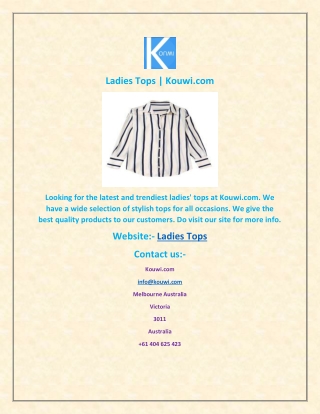 Ladies Tops | Kouwi.com