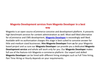 Magento Development services from Magento Developer