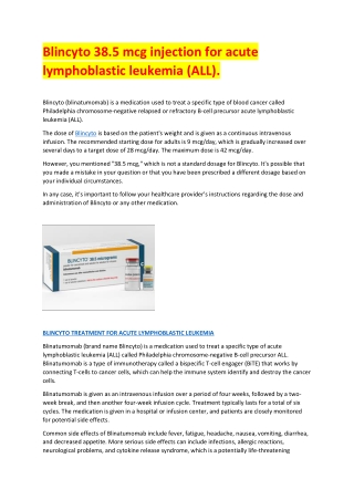 Blincyto 38.5 mcg injection for ALL | 9310090915